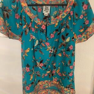IVY JANE Women's Floral Top - Blue Size XS